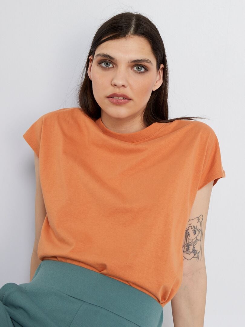 T-shirt en jersey uni orange rouille - Kiabi