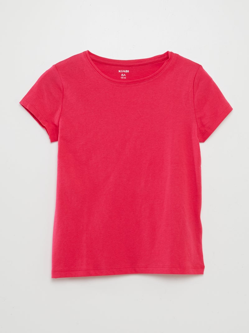 T-shirt en jersey uni Rose framboise - Kiabi