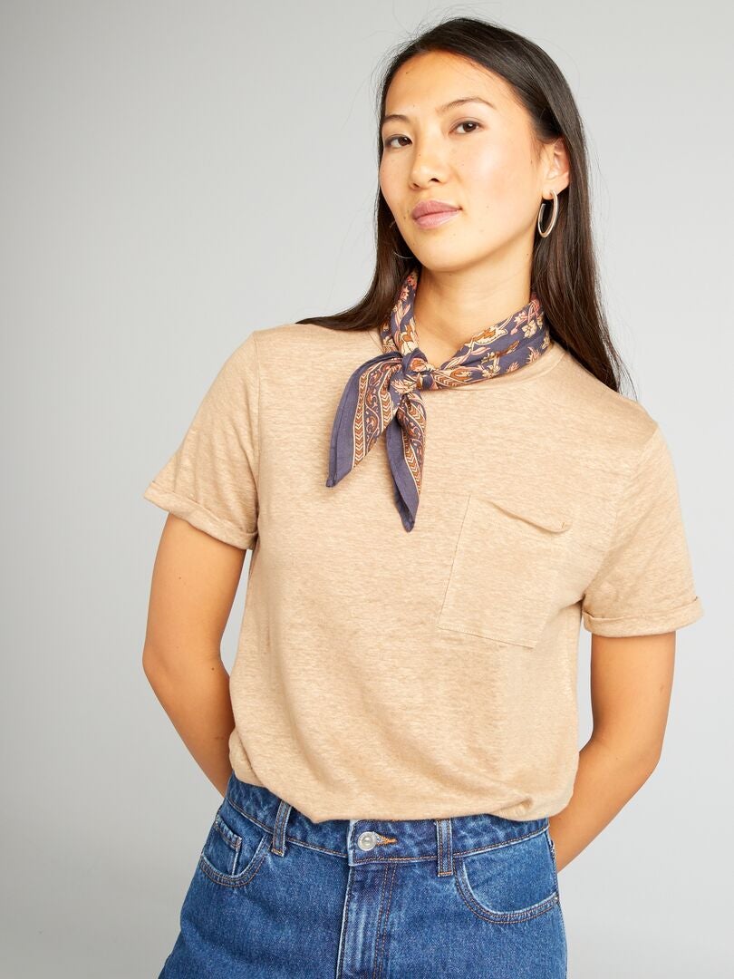 T-shirt en lin Beige - Kiabi