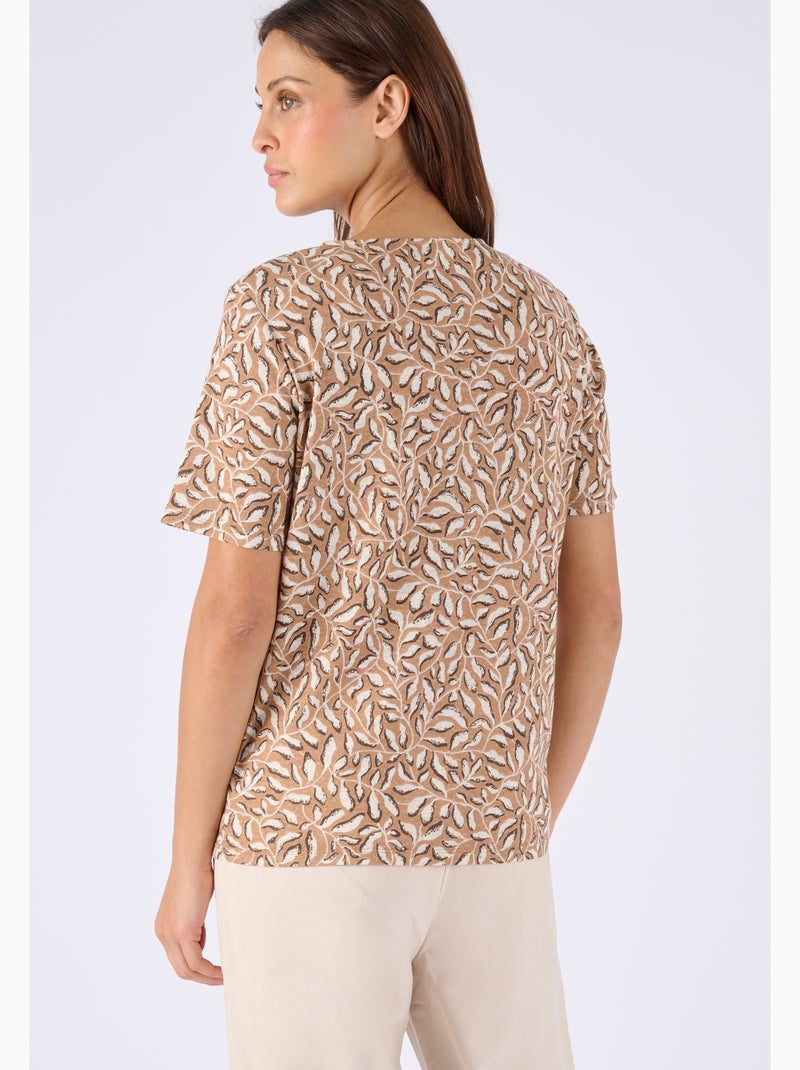 T-shirt en lin mélangé - Damart Marron - Kiabi