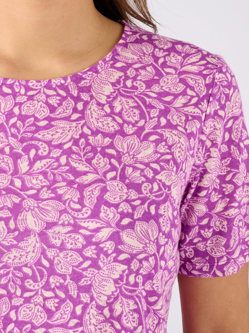 T-shirt en lin mélangé - Damart Violet - Kiabi