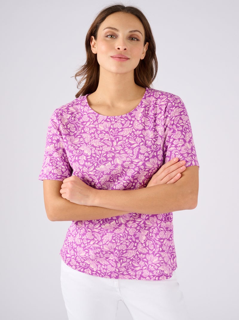 T-shirt en lin mélangé - Damart Violet - Kiabi