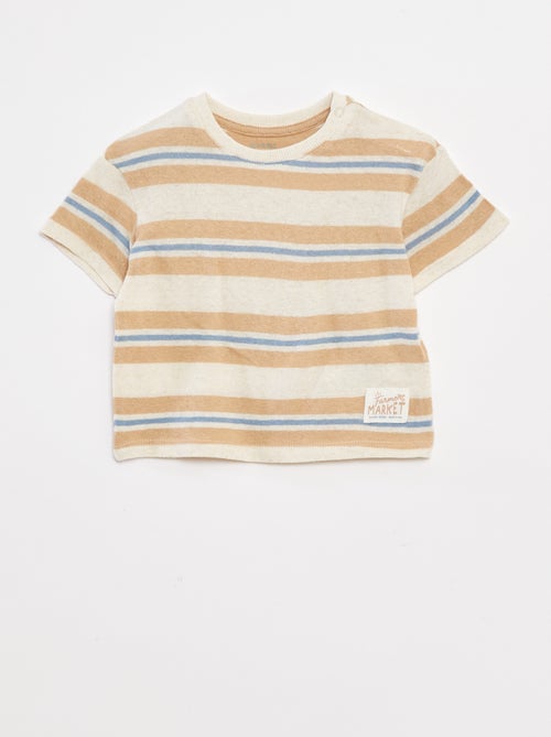 T-shirt en lin mélangé avec rayures - Kiabi