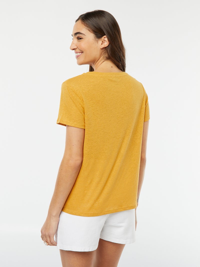 T-shirt en lin mélangé BEIGE - Kiabi