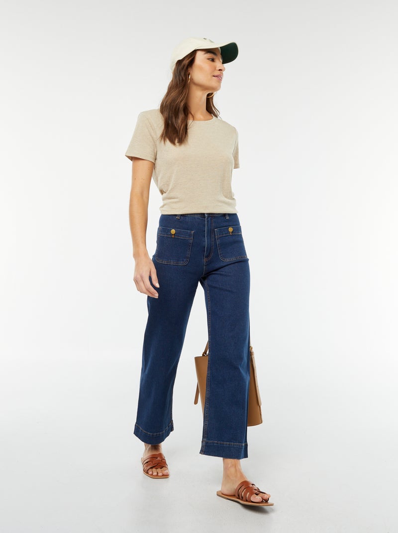 T-shirt en lin mélangé BLANC - Kiabi