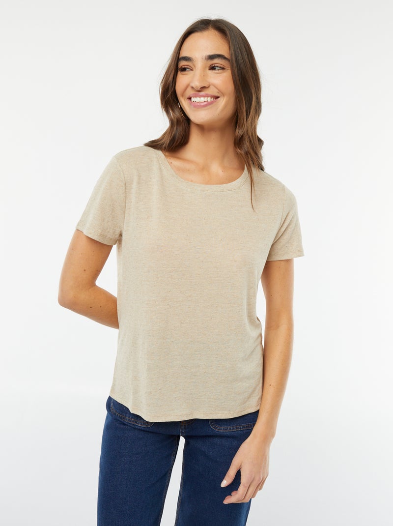 T-shirt en lin mélangé BLANC - Kiabi