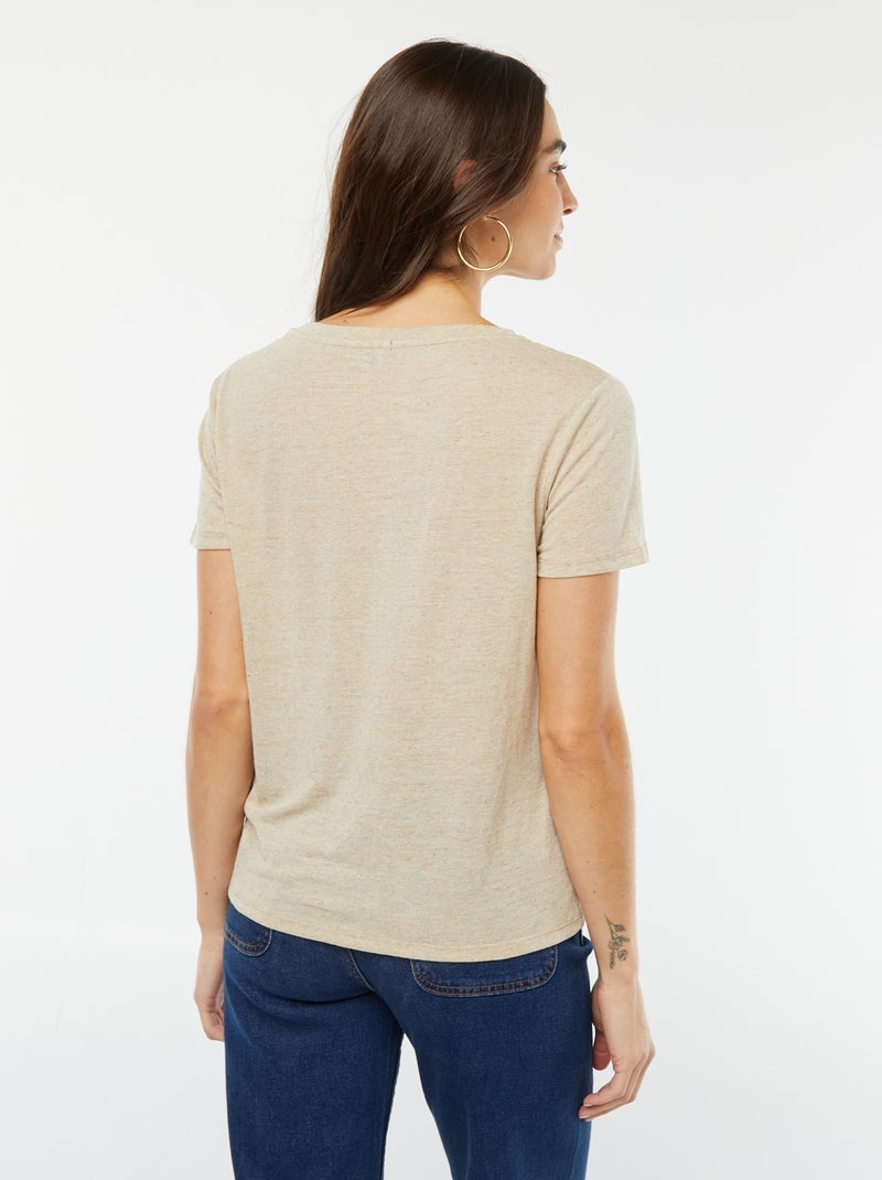 T-shirt en lin mélangé BLANC - Kiabi