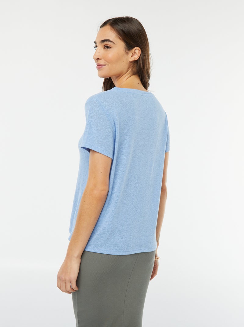 T-shirt en lin mélangé BLEU - Kiabi