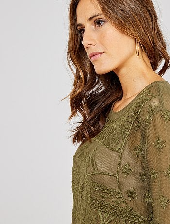 T-shirt en macramé - Kiabi