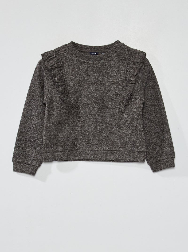 T-shirt en maille à col rond Gris chiné - Kiabi