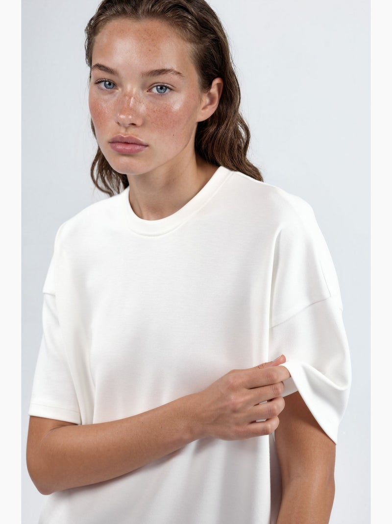 T-shirt en maille à col rond oversize hiccup Blanc cassé - Kiabi
