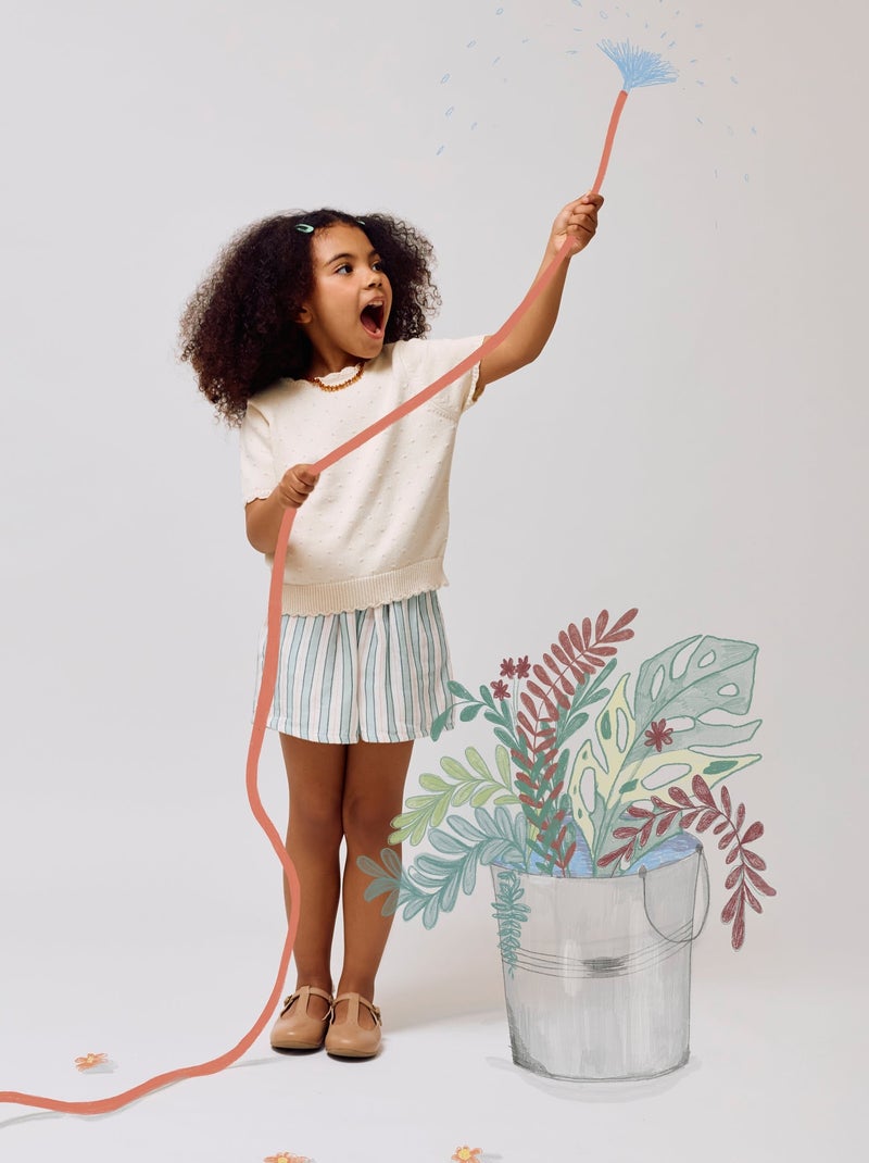 T-Shirt en Maille à Pois en Relief Blanc - Kiabi