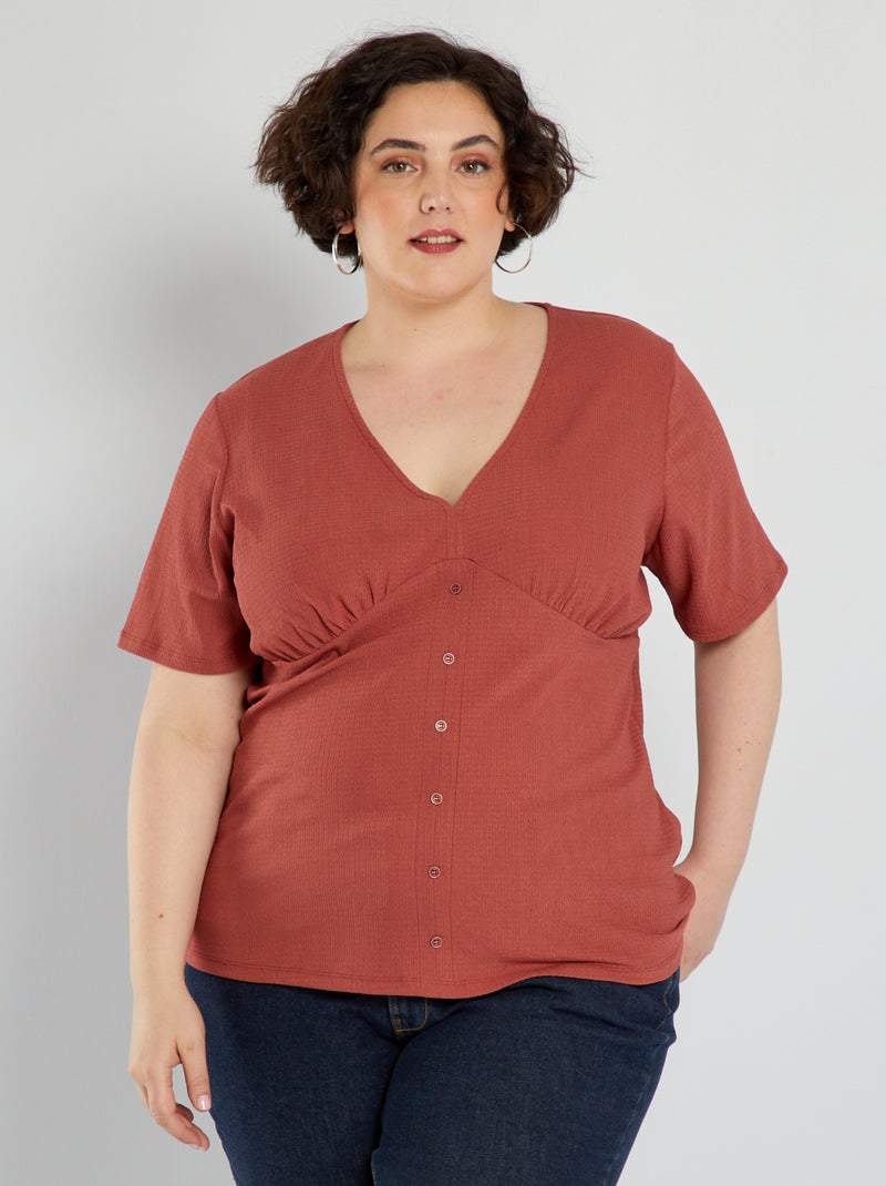 T-shirt en maille à relief Rouge - Kiabi