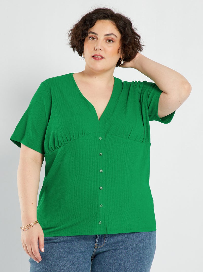 T-shirt en maille à relief vert - Kiabi