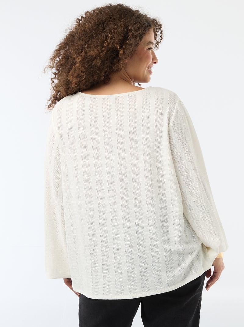 T-shirt en maille ajourée à manches courtes Blanc - Kiabi