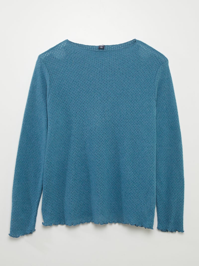 T-shirt en maille ajourée Bleu - Kiabi
