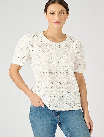 T-shirt en maille ajourée effet dentelle - Damart