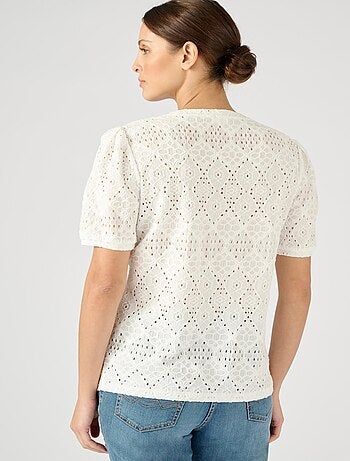 T-shirt en maille ajourée effet dentelle - Damart
