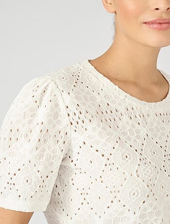 T-shirt en maille ajourée effet dentelle - Damart
