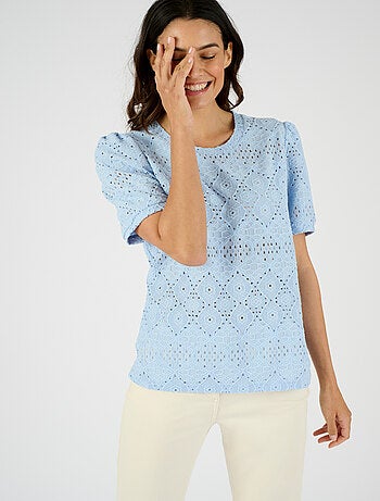 T-shirt en maille ajourée effet dentelle - Damart