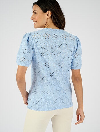 T-shirt en maille ajourée effet dentelle - Damart