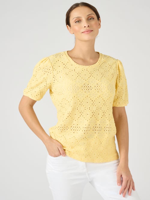 T-shirt en maille ajourée effet dentelle - Damart - Kiabi