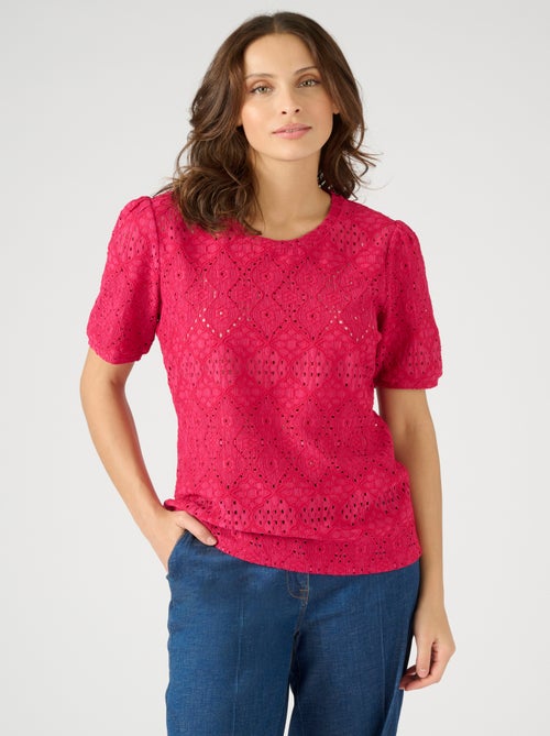 T-shirt en maille ajourée effet dentelle - Damart - Kiabi