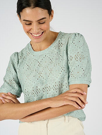 T-shirt en maille ajourée effet dentelle - Damart