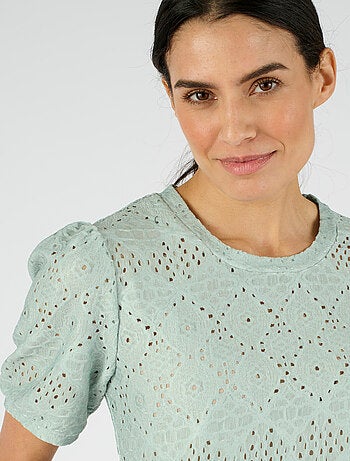 T-shirt en maille ajourée effet dentelle - Damart