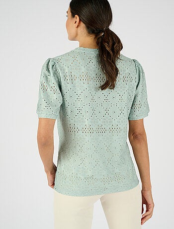 T-shirt en maille ajourée effet dentelle - Damart