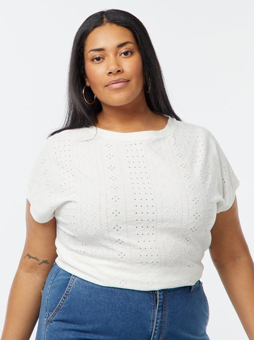 T-shirt en maille ajourée manches courtes - Kiabi