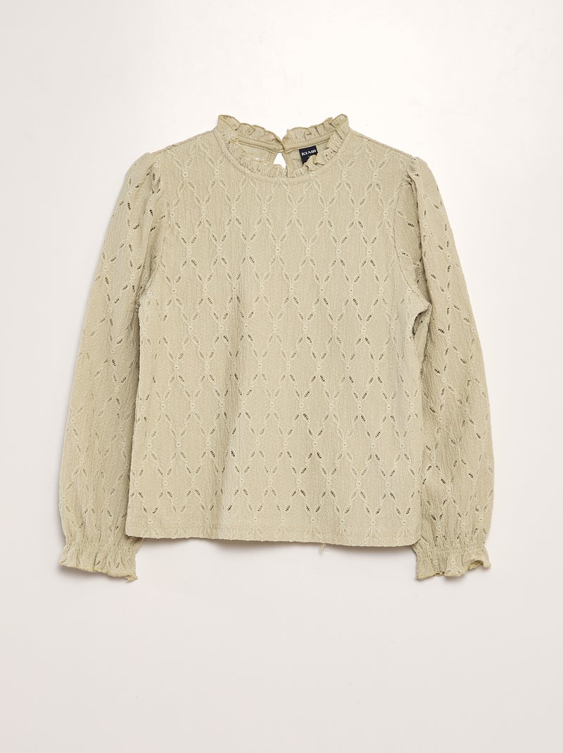 T-shirt en maille ajourée Vert - Kiabi