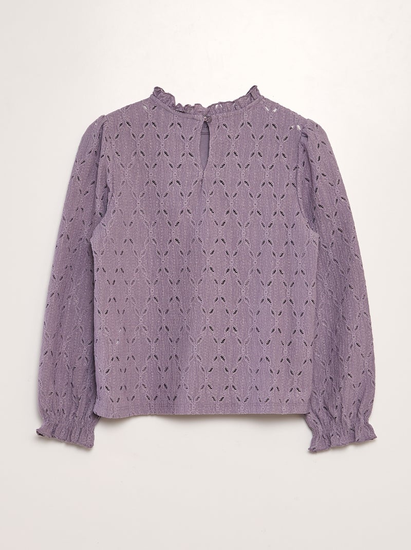 T-shirt en maille ajourée Violet - Kiabi