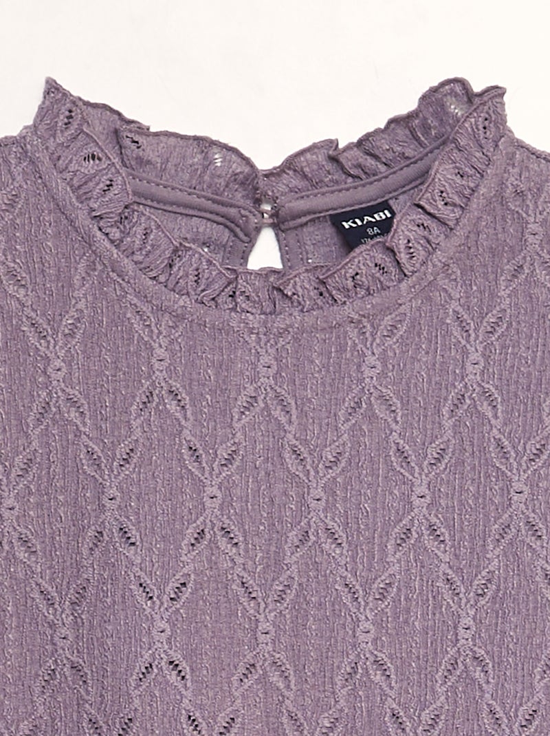T-shirt en maille ajourée Violet - Kiabi