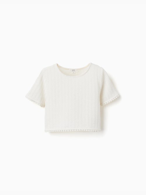 T-shirt en maille avec bordure en crochet - Kiabi