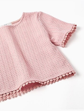 T-shirt en maille avec bordure en crochet