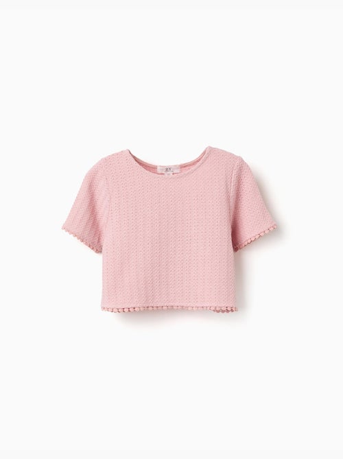 T-shirt en maille avec bordure en crochet - Kiabi