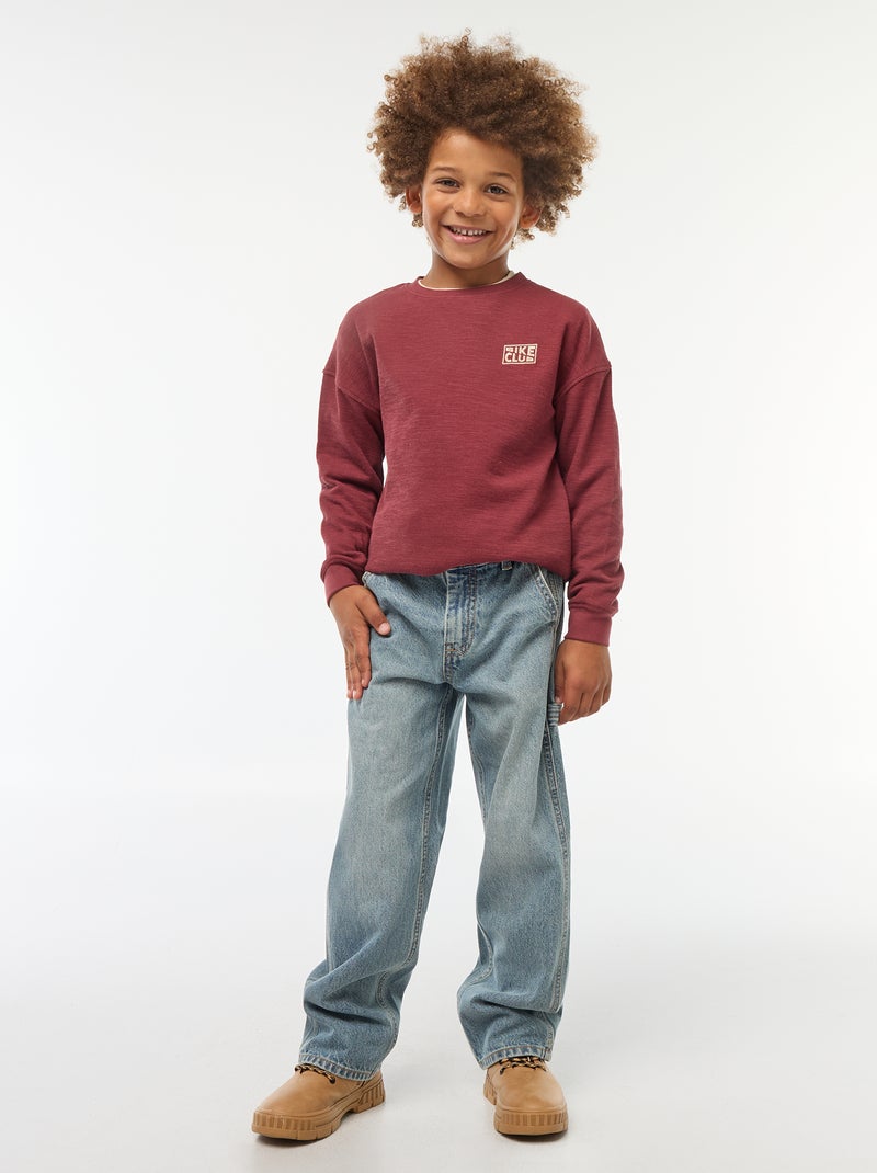 T-shirt en maille avec broderie Bordeaux - Kiabi