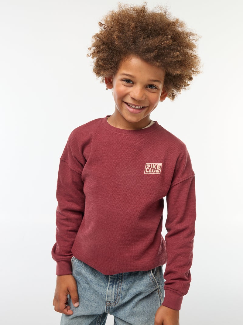 T-shirt en maille avec broderie Bordeaux - Kiabi