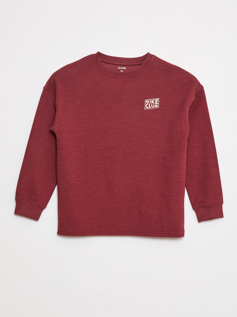 T-shirt en maille avec broderie Bordeaux - Kiabi