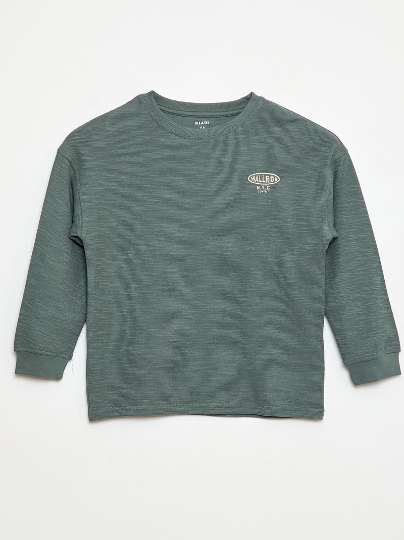T-shirt en maille avec broderie Vert - Kiabi
