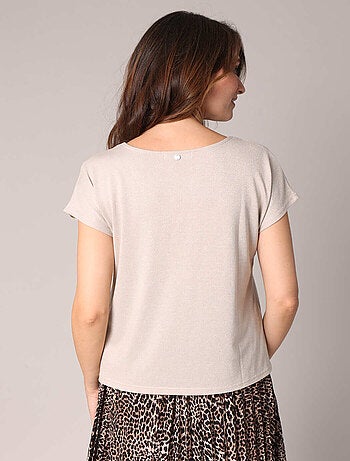 T-shirt en maille brillante à manches courtes 'Deeluxe'