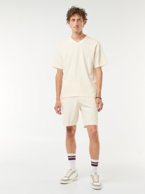 T-shirt en maille col V - Kiabi