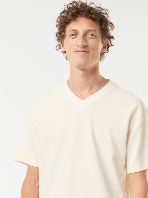 T-shirt en maille col V - Kiabi