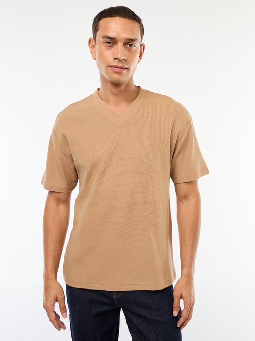 T-shirt en maille col V - Kiabi