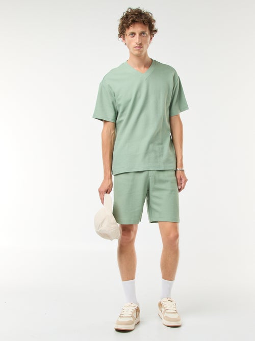 T-shirt en maille col V - Kiabi