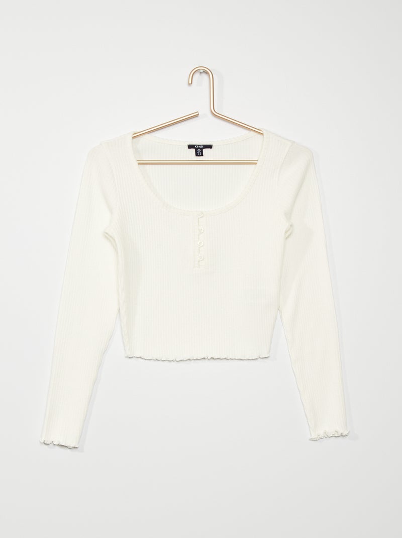 T-shirt en maille côtelé blanc - Kiabi