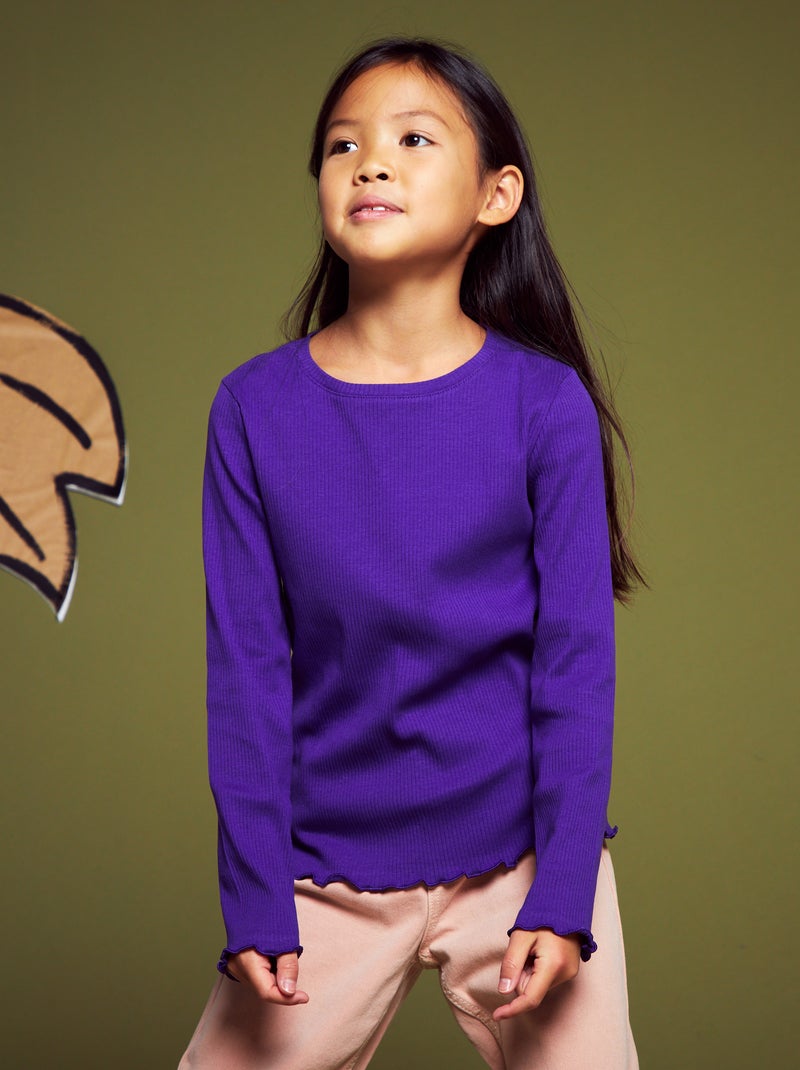 T-shirt en maille côtelée à manches longues VIOLET TIL - Kiabi