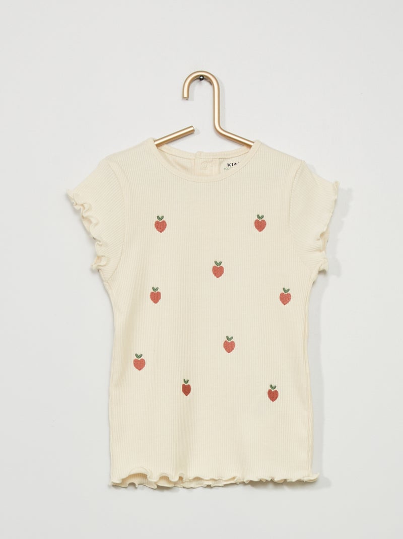 T-shirt en maille côtelée Blanc - Kiabi