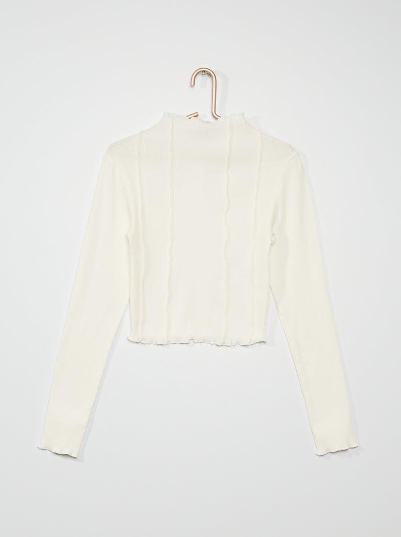 T-shirt en maille côtelée blanc - Kiabi